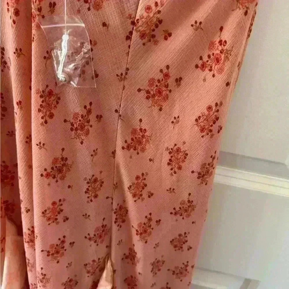 🍑FREE PEOPLE Joaquin Ruffle Plunge Dress ~NEW~ Peach Combo 🍑~HARD TO FIND~Large - Picture 5 of 11